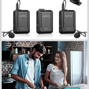 Movo WMX-1-DUO 2.4 GHz Dual Wireless Lavalier Microphone System, 2 Transmitters